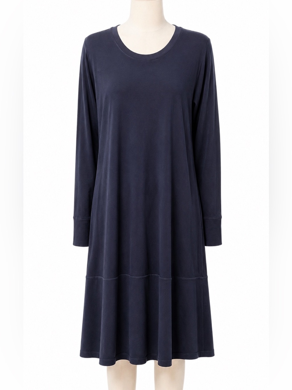 COS Women’s Dark Navy Long Sleeve Round Neckline Midi Dress.Size-Large
